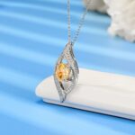 925 Silver Cubic Zirconia Yellow Necklace P0627Y - Image 2