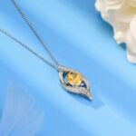 925 Silver Cubic Zirconia Yellow Necklace P0627Y - Image 3