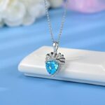 925 Silver Cubic Zirconia Blue Necklace P0628B - Image 2
