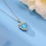 925 Silver Cubic Zirconia Blue Necklace P0628B - Image 3