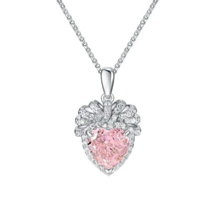 925 Silver Cubic Zirconia Pink Necklace P0628F