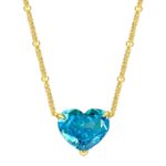 925 Silver Cubic Zirconia Blue Heart Necklace P0676B