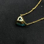 925 Silver Cubic Zirconia Blue Heart Necklace P0676B - Image 6