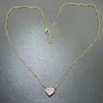 925 Silver Cubic Zirconia Pink Heart K Yellow Necklace P0676F - Image 3