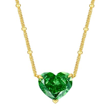 925 Silver Cubic Zirconia Green Heart Necklace P0676L