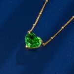 925 Silver Cubic Zirconia Green Heart Necklace P0676L - Image 2