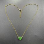 925 Silver Cubic Zirconia Green Heart Necklace P0676L - Image 3