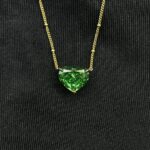 925 Silver Cubic Zirconia Green Heart Necklace P0676L - Image 4