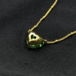 925 Silver Cubic Zirconia Green Heart Necklace P0676L - Image 6