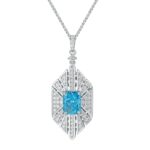 925 Silver Cubic Zirconia Blue Necklace P0684B