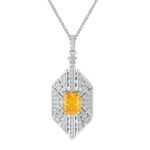 925 Silver Cubic Zirconia Yellow Necklace P0684Y