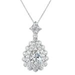 925 Silver Cubic Zirconia G Color Necklace P0697