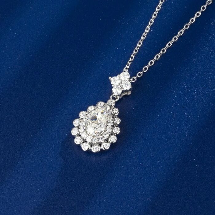 925 Silver Cubic Zirconia G Color Necklace P0697 - Image 2