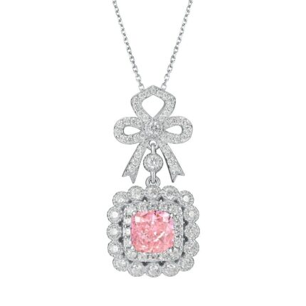 925 Silver Cubic Zirconia Pink Necklace P0699F