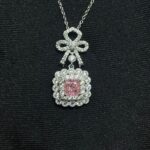 925 Silver Cubic Zirconia Pink Necklace P0699F - Image 3