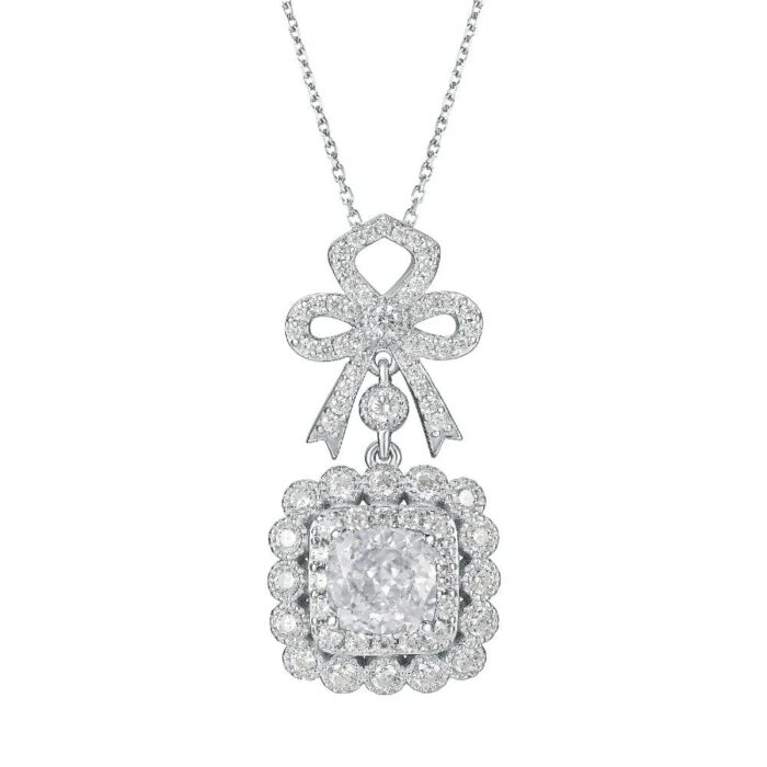 925 Silver Cubic Zirconia G Color Necklace P0699G - Image 1