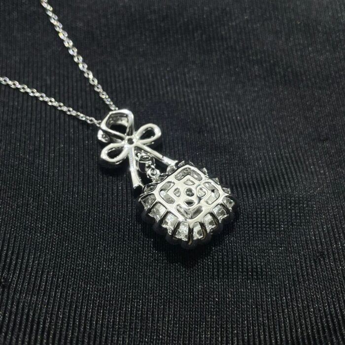 925 Silver Cubic Zirconia G Color Necklace P0699G - Image 4