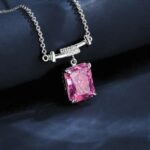925 Silver Cubic Zirconia Pink Necklace P0756F - Image 2