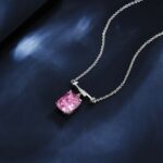 925 Silver Cubic Zirconia Pink Necklace P0756F - Image 3