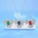 925 Silver Lab-Created Blue Sapphire Necklace - Model P0757L - Image 3