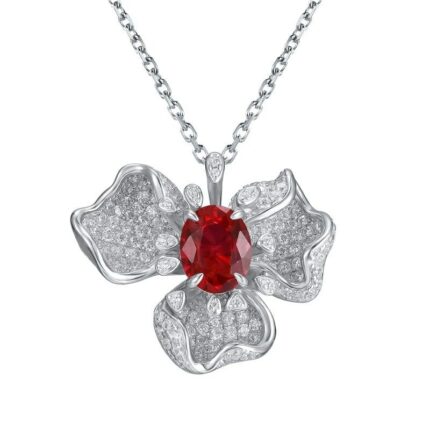 925 Silver Cultured Ruby Necklace P0757R