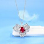 925 Silver Cultured Ruby Necklace P0757R - Image 2