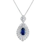 925 Silver Lab-Created Blue Sapphire Necklace - Model P0830B
