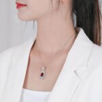 925 Silver Cultured Ruby Necklace P0830R - Image 4