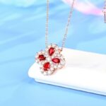 925 Silver Cultured Ruby Necklace P0986 - Image 2