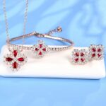 925 Silver Cultured Ruby Necklace P0986 - Image 3