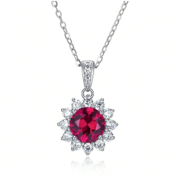 925 Silver Cultured Ruby Necklace ZHF-P00117R - Image 1