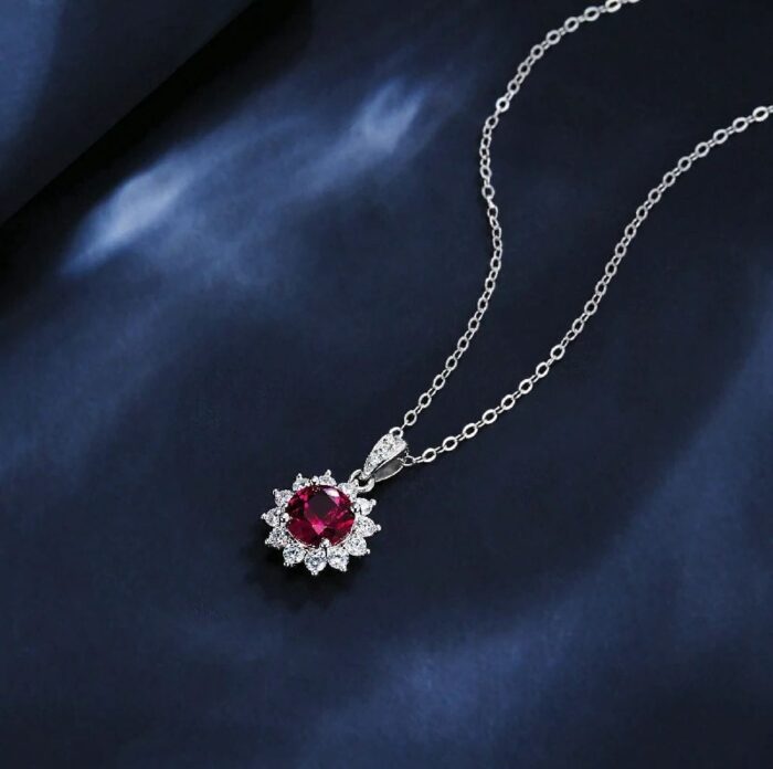 925 Silver Cultured Ruby Necklace ZHF-P00117R - Image 2