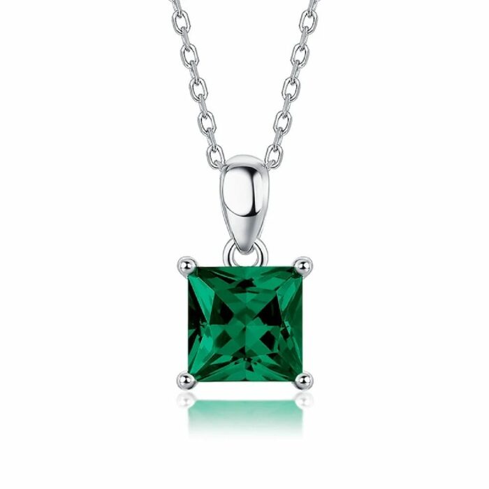 925 Cultured Emerald Necklace - ZHFP0101L - Image 1