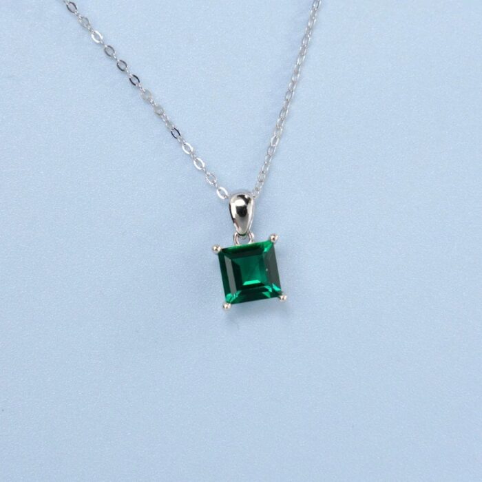 925 Cultured Emerald Necklace - ZHFP0101L - Image 2