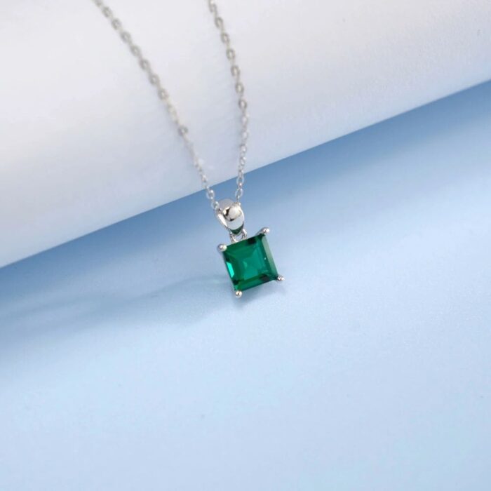 925 Cultured Emerald Necklace - ZHFP0101L - Image 3
