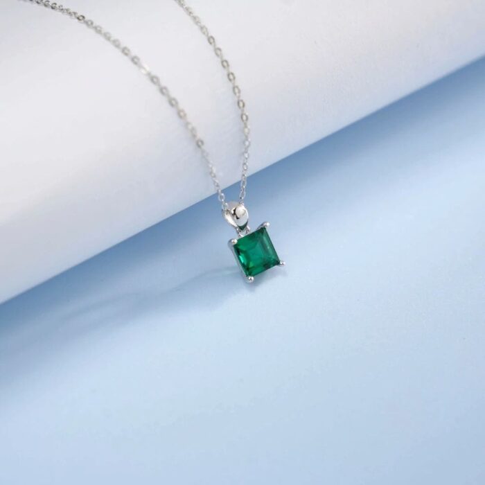 925 Cultured Emerald Necklace - ZHFP0101L - Image 4