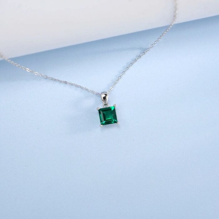 925 Cultured Emerald Necklace - ZHFP0101L - Image 5