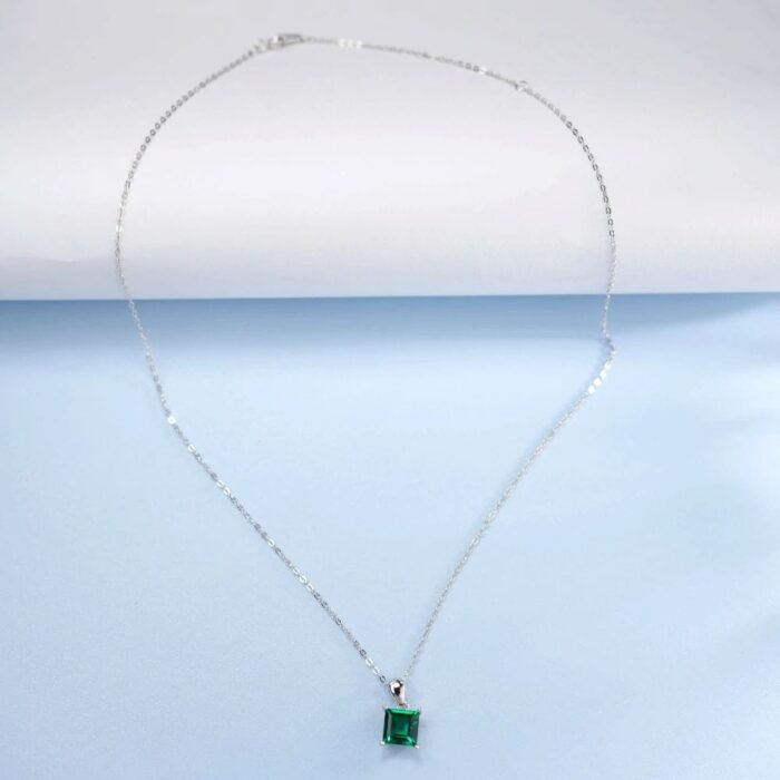 925 Cultured Emerald Necklace - ZHFP0101L - Image 6
