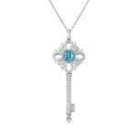 925 Silver Cubic Zirconia Blue Necklace ZHFP0137B
