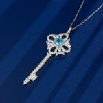 925 Silver Cubic Zirconia Blue Necklace ZHFP0137B - Image 2