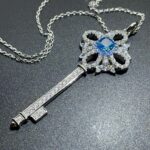 925 Silver Cubic Zirconia Blue Necklace ZHFP0137B - Image 4