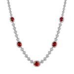 925 Silver Cultured Ruby Necklace ZHF-P0854R