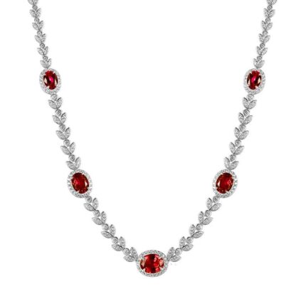 925 Silver Cultured Ruby Necklace ZHF-P0854R