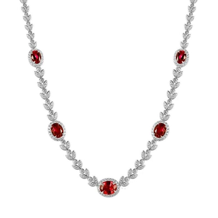 925 Silver Cultured Ruby Necklace ZHF-P0854R - Image 1