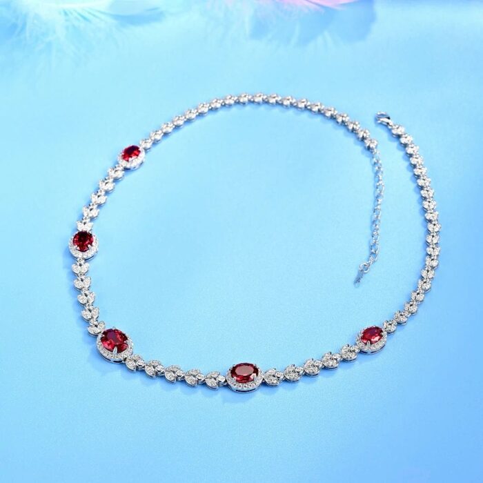 925 Silver Cultured Ruby Necklace ZHF-P0854R - Image 2