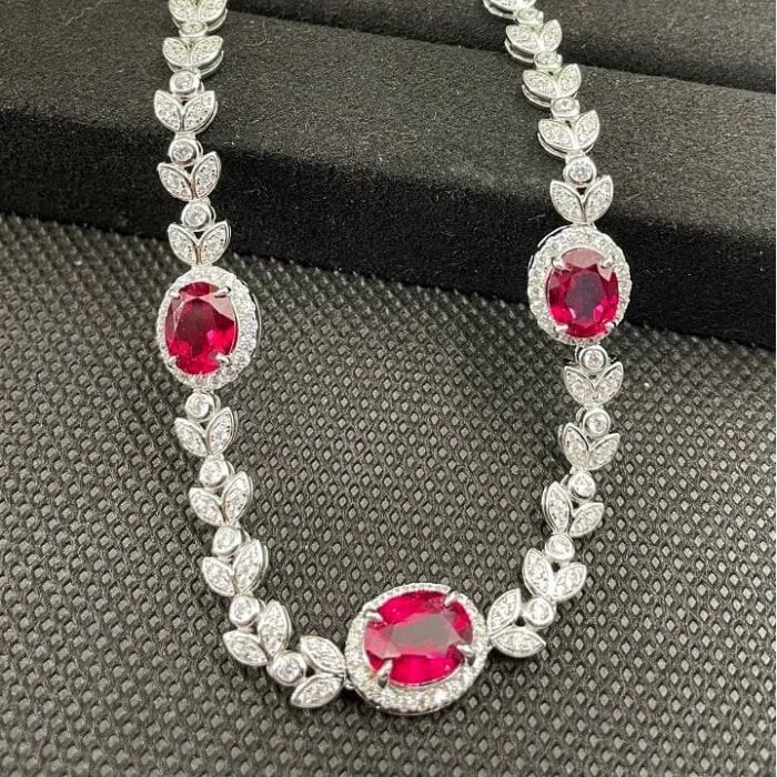 925 Silver Cultured Ruby Necklace ZHF-P0854R - Image 3