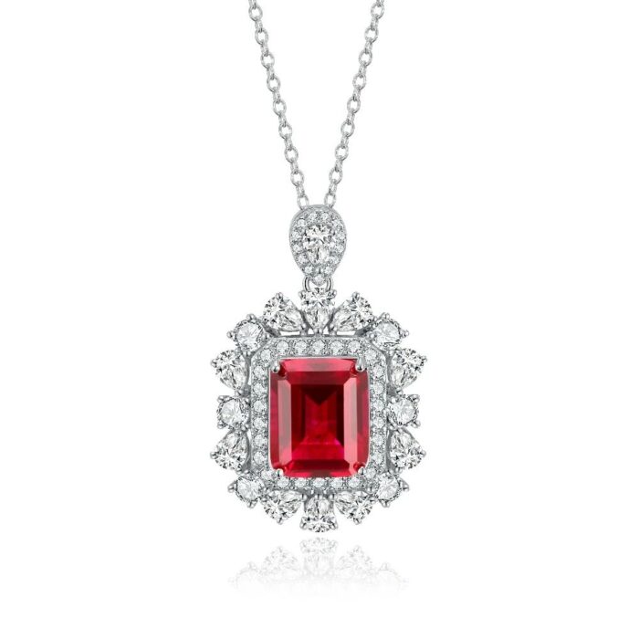 925 Silver Cultured Ruby Necklace ZHF-P1255R - Image 1