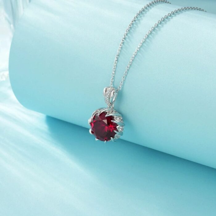 925 Silver Red Ruby Necklace - ZHF-P1447R - Image 2