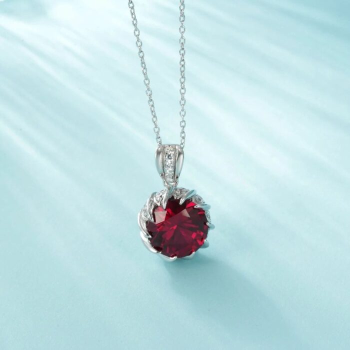 925 Silver Red Ruby Necklace - ZHF-P1447R - Image 3