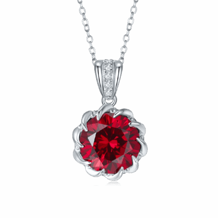 925 Silver Red Ruby Necklace - ZHF-P1447R